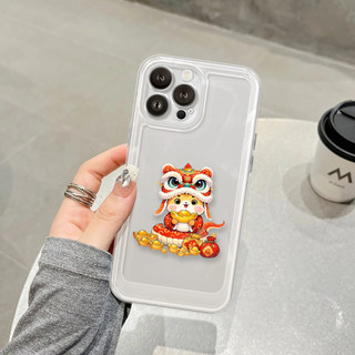 Ốp lưng iphone trong suốt siêu dày cạnh vuông Tết rắn cầm vàng 6/7/8/plus/x/xr/xs/11/12/13/14/15/16/pro max - sd2030