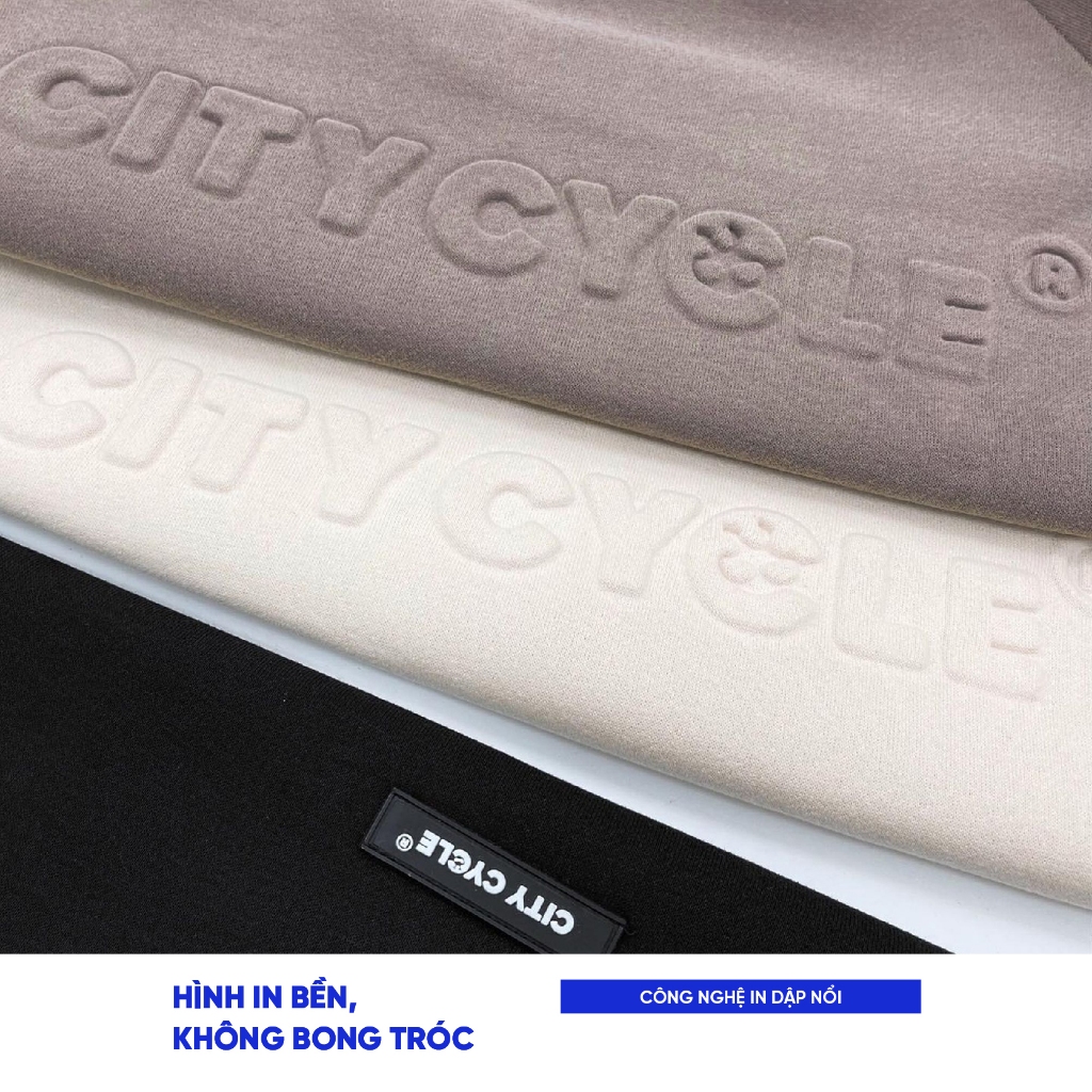 Áo sweater nam nữ đôi mùa thu đông nỉ bông dày Local Brand Chính Hãng City Cycle Áo Sweater Raglan Embossed