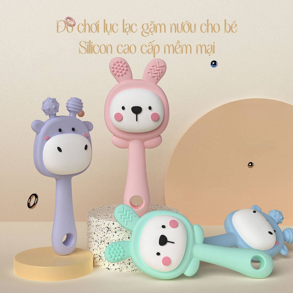 Ảnh Đồ Chơi Lục Lạc KidAndMom Xúc Xắc Gặm Nướu Cầm Tay Silicone Phát triển Nghe Nhìn 1