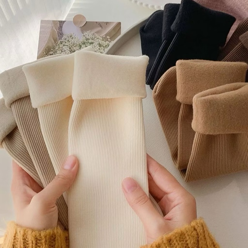 Set 10 Đôi Tất Nữ Cotton Lót Nỉ Giữ Nhiệt Siêu Ấm Chân