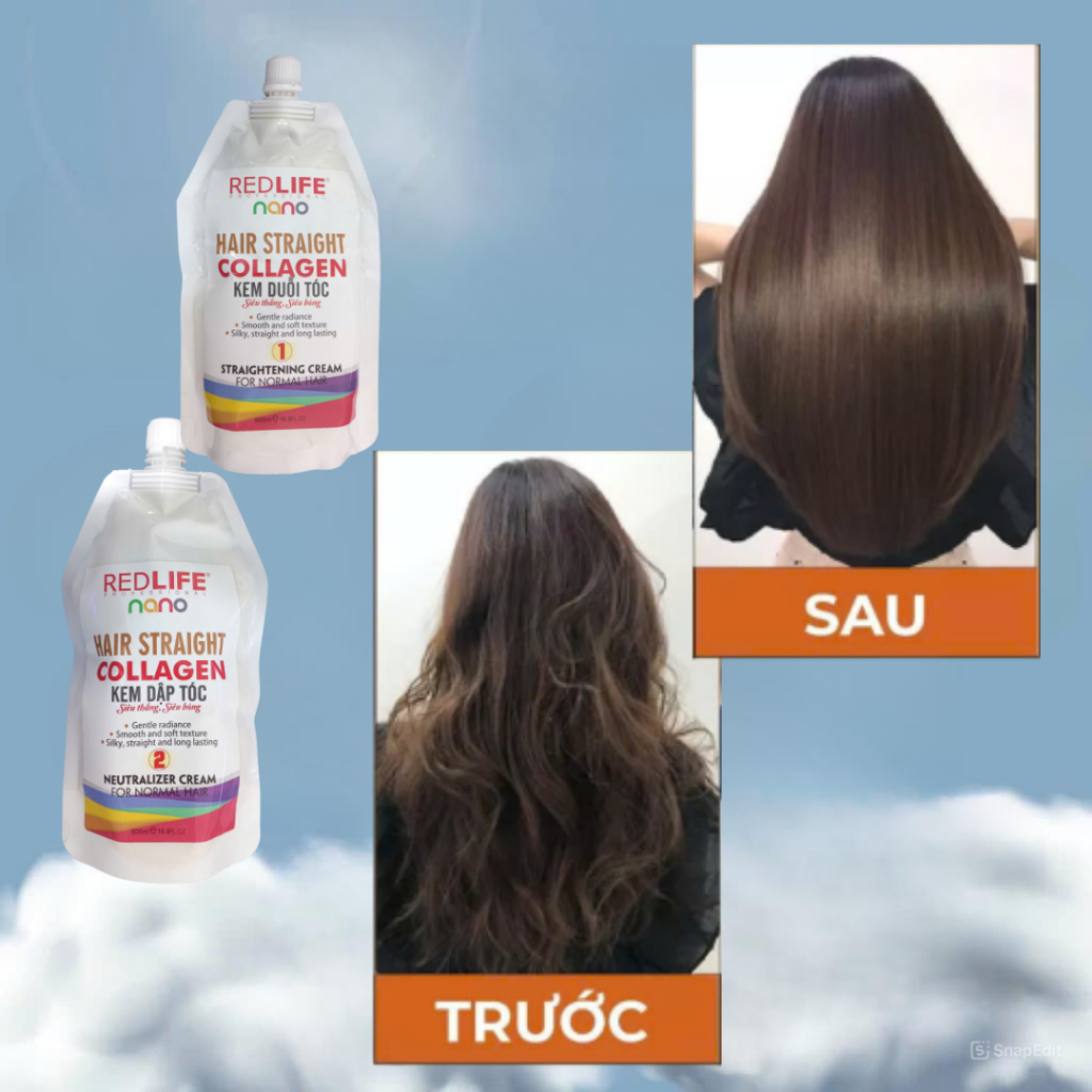 Kem Duỗi Tóc - Kem dập tóc tại nhà siêu thẳng siêu bóng REDLIFE NANO Collagen 500ml | Thuốc nhuộm tóc Hiền Thục