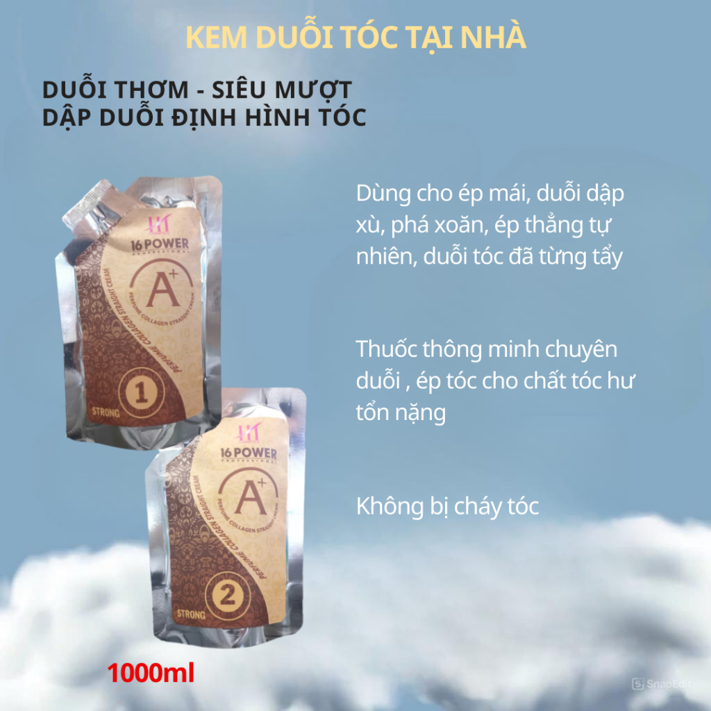 Kem duỗi tóc tại nhà 16 Power 200ml - Duỗi thơm siêu mượt / Dập duỗi định hình tóc | Thuốc nhuộm tóc Hiền Thục