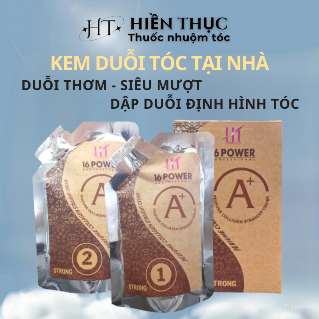 Kem duỗi tóc tại nhà 16 Power 200ml - Duỗi thơm siêu mượt / Dập duỗi định hình tóc | Thuốc nhuộm tóc Hiền Thục