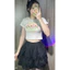 Áo Croptop Kiểu Nữ Tay Ngắn In Hình Nhiều Hoạ Tiết Xinh Xắn Cổ Tròn Màu Trắng TuanLe Clothing