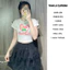Áo Croptop Kiểu Nữ Tay Ngắn In Hình Nhiều Hoạ Tiết Xinh Xắn Cổ Tròn Màu Trắng TuanLe Clothing