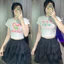 Áo Croptop Kiểu Nữ Tay Ngắn In Hình Nhiều Hoạ Tiết Xinh Xắn Cổ Tròn Màu Trắng TuanLe Clothing