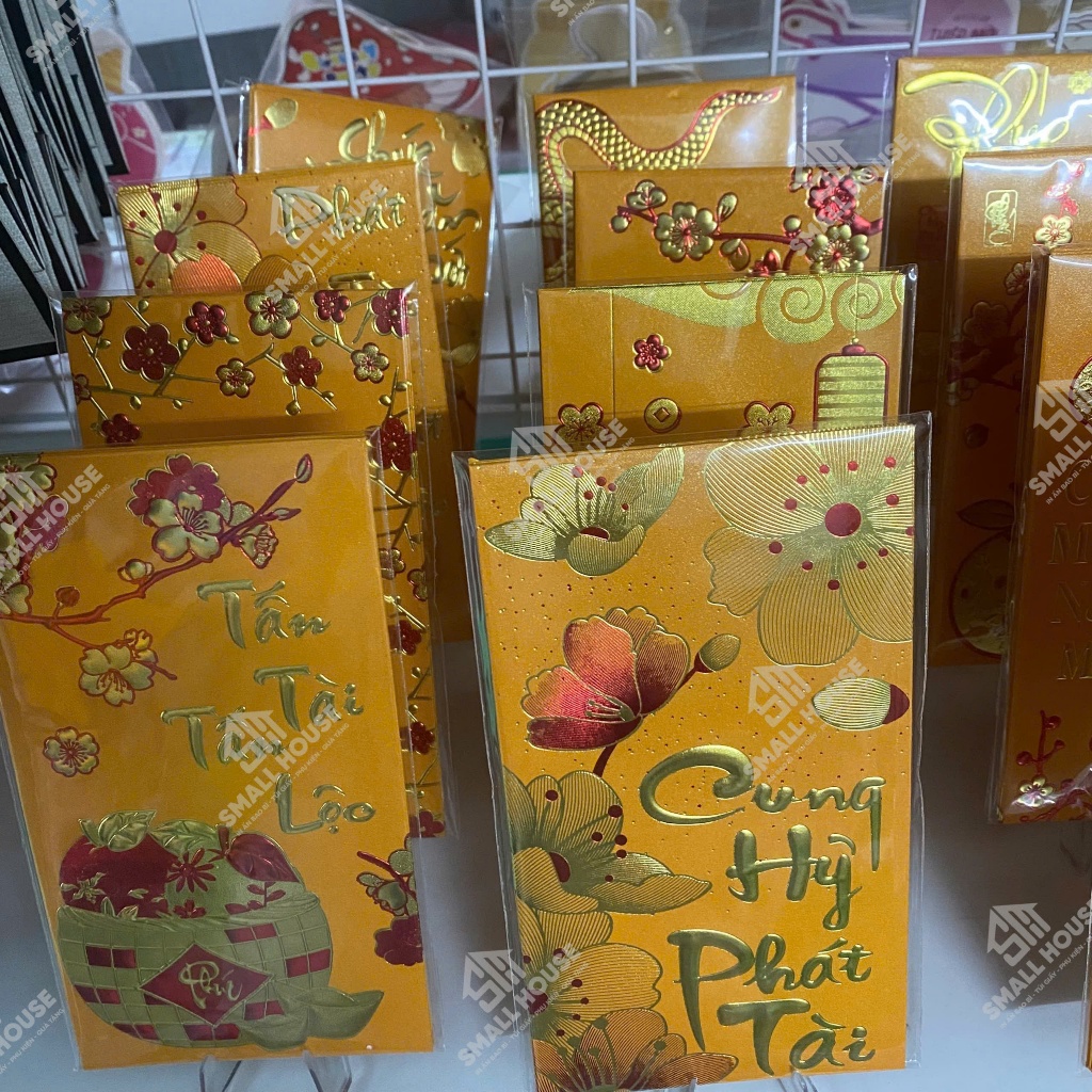 Sỉ 30 bao lì xì VÀNG NHUNG ÉP KIM NỔI hàng đẹp loại 1-Mix đủ mẫu