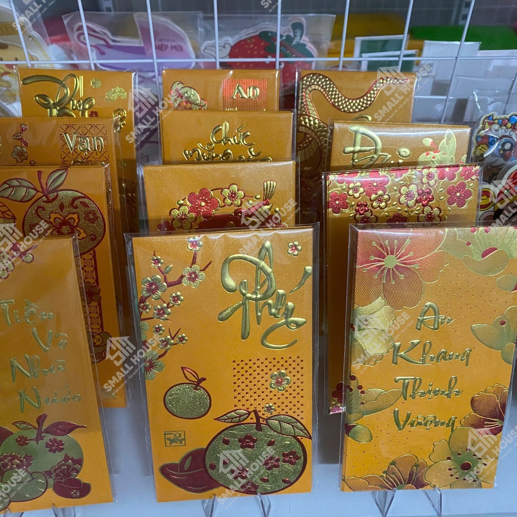 Sỉ 30 bao lì xì VÀNG NHUNG ÉP KIM NỔI hàng đẹp loại 1-Mix đủ mẫu