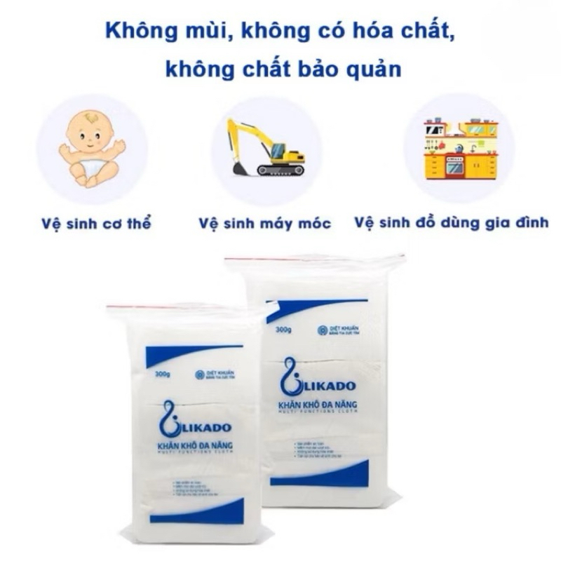 Combo 5 Gói Khăn khô đa năng Likad0 cao cấp 300g, mềm mịn, an toàn cho bé