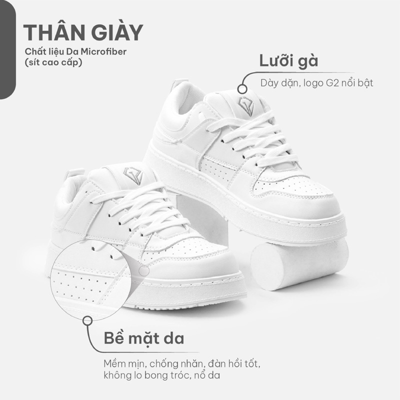 Ảnh Giày nam sneaker G2 STORE Athena dáng thao kiểu giày trắng đế cao giúp tăng chiều cao chính hãng 3