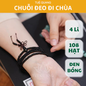 Chuỗi Vòng 108 Hạt Đen Bóng 4 Li, Phong Thuỷ, Đi Chùa - Tuệ Quang