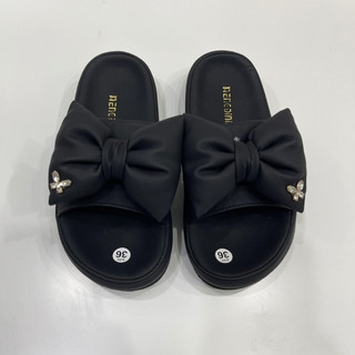 Dép Nữ Đế Xuồng 3cm Cao Cấp,Dép Lê Da Mềm Đính Nơ Phồng Dễ Thương Phong Cách Hàn Quốc.