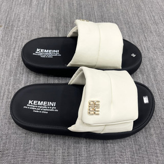 Dép Nữ Đế Xuồng 3cm Cao Cấp,Dép Lê Da Mềm Đính Nơ Phồng Dễ Thương Phong Cách Hàn Quốc.
