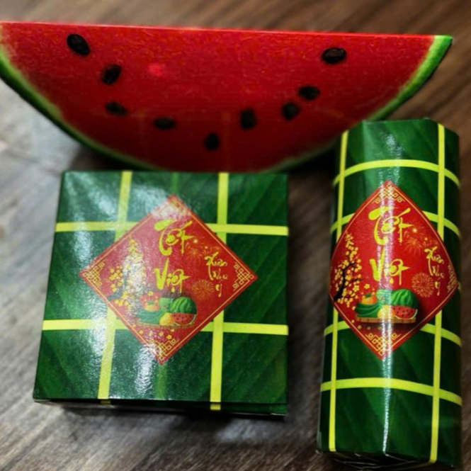 Mô hình bánh chưng bánh tét dứa hấu bằng hộp giấy gấp trang trí tết