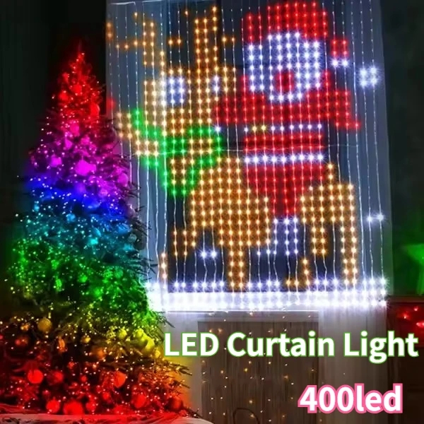 400 led Đèn Rèm Thông Minh Điều Khiển Ứng Dụng Bluetooth DIY Dây LED ...
