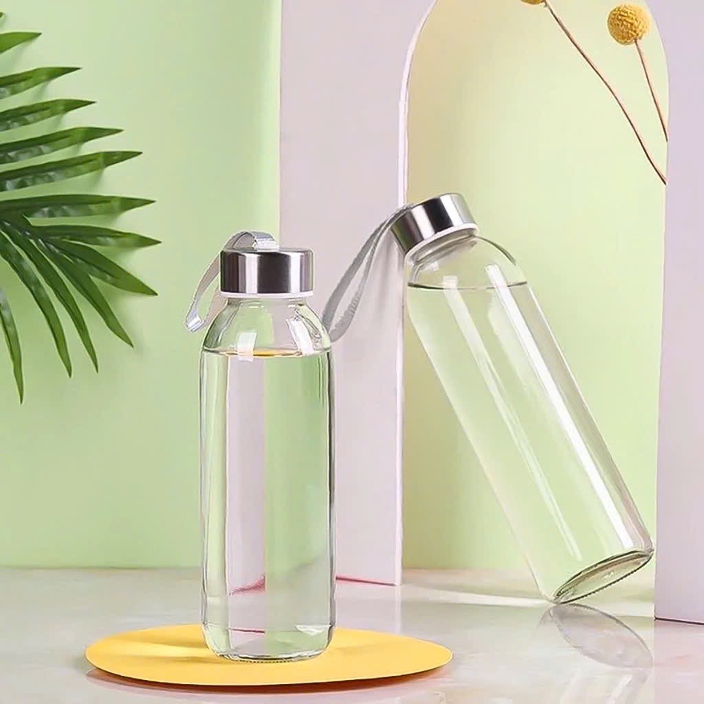 Bình Nước Thủy Tinh, Chai Detox Có Dây Xách dung tích 300ml An Chi