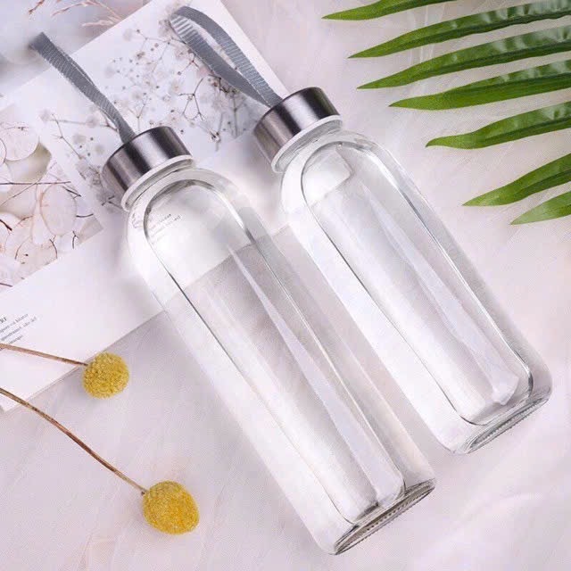 Bình Nước Thủy Tinh, Chai Detox Có Dây Xách dung tích 300ml An Chi