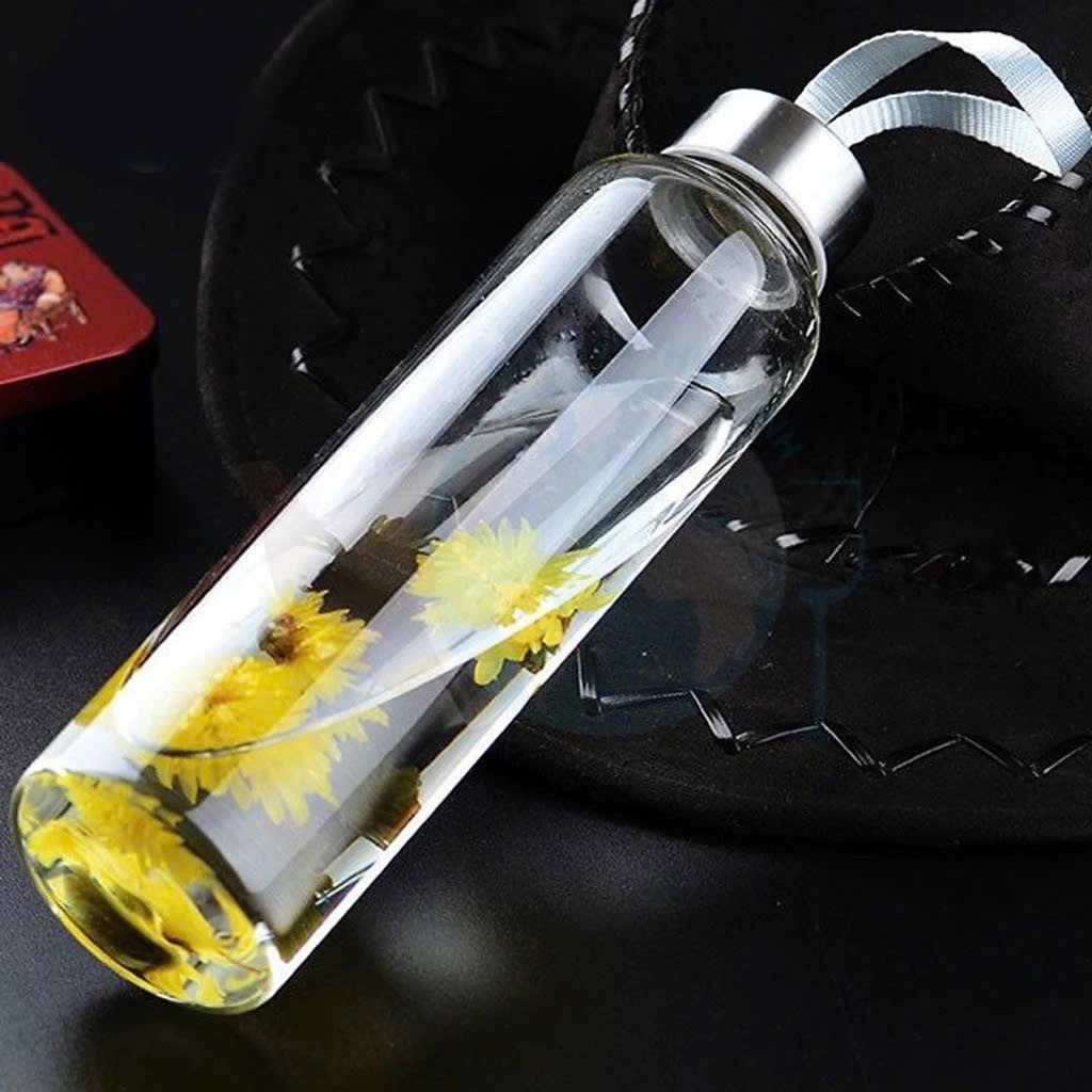 Bình Nước Thủy Tinh, Chai Detox Có Dây Xách dung tích 300ml An Chi