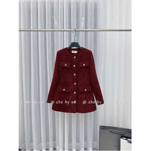 Váy dạ tweed chiết eo dáng ngắn, váy dạ nữ 2 lớp cúc dọc 2 màu siêu xinh cho nàng khoe dáng