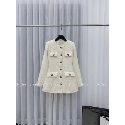 Váy dạ tweed chiết eo dáng ngắn, váy dạ nữ 2 lớp cúc dọc 2 màu siêu xinh cho nàng khoe dáng