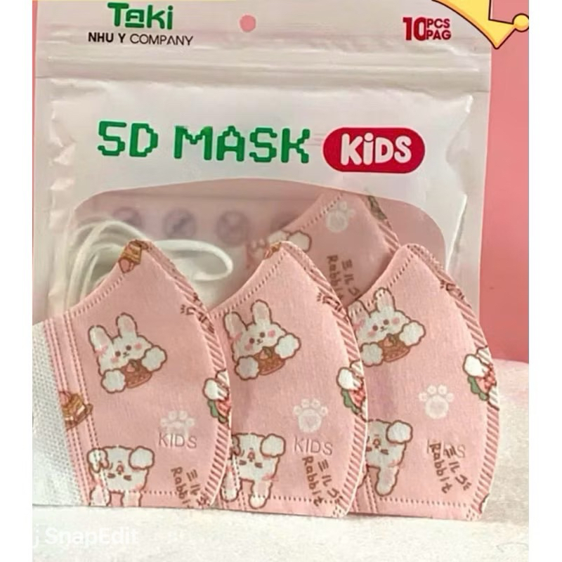 [50 cái] Khẩu trang Trẻ Em 5D lụa Taki dày dặn 3 lớp cho bé từ 0-8 tuổi nhiều hình