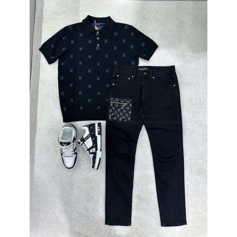 ⚡️[Hight Quality] Áo Polo Len Lu1s Vu11on Embroidered 25FW Shirts - Điểm Nhấn Monogram Xanh Dệt Toàn Bộ Nam Nữ Qccc