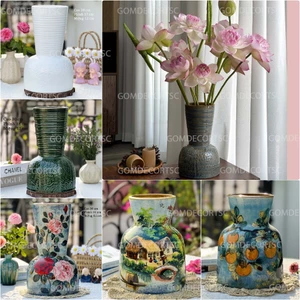 Bình Hoa Gốm Sứ Bát Tràng Dáng Lục Bình 23cm 30cm GomDecorTSC
