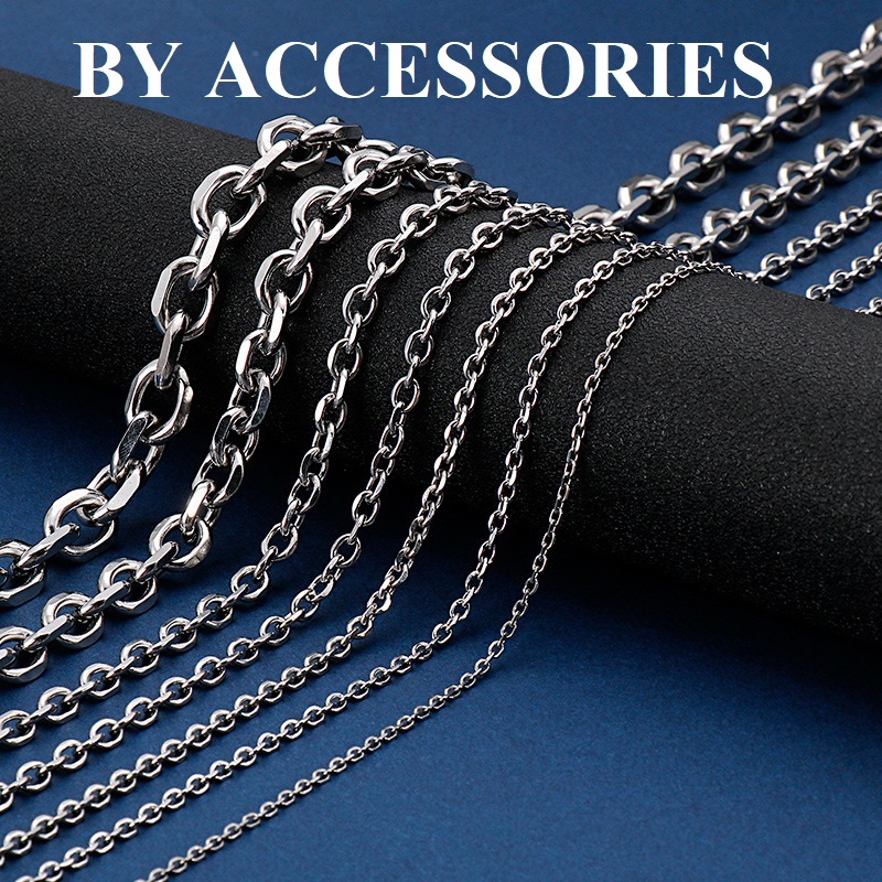 Dây chuyền thép titan unisex trơn kiểu xích tròn vát cạnh bên không gỉ nhiều size C43 BY ACCESSORIES
