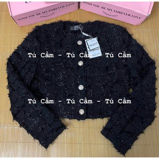 ÁO TWEED LÔNG ĐEN LẤP LÁNH SPARKLE BABY TI NGOAN (NEWTAG)