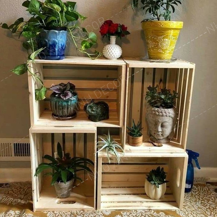 Pallet hộp gỗ màu trắng, màu nâu, màu mộc tự nhiên trang trí decor phòng, quán cafe, homestay, trang trí sự kiện