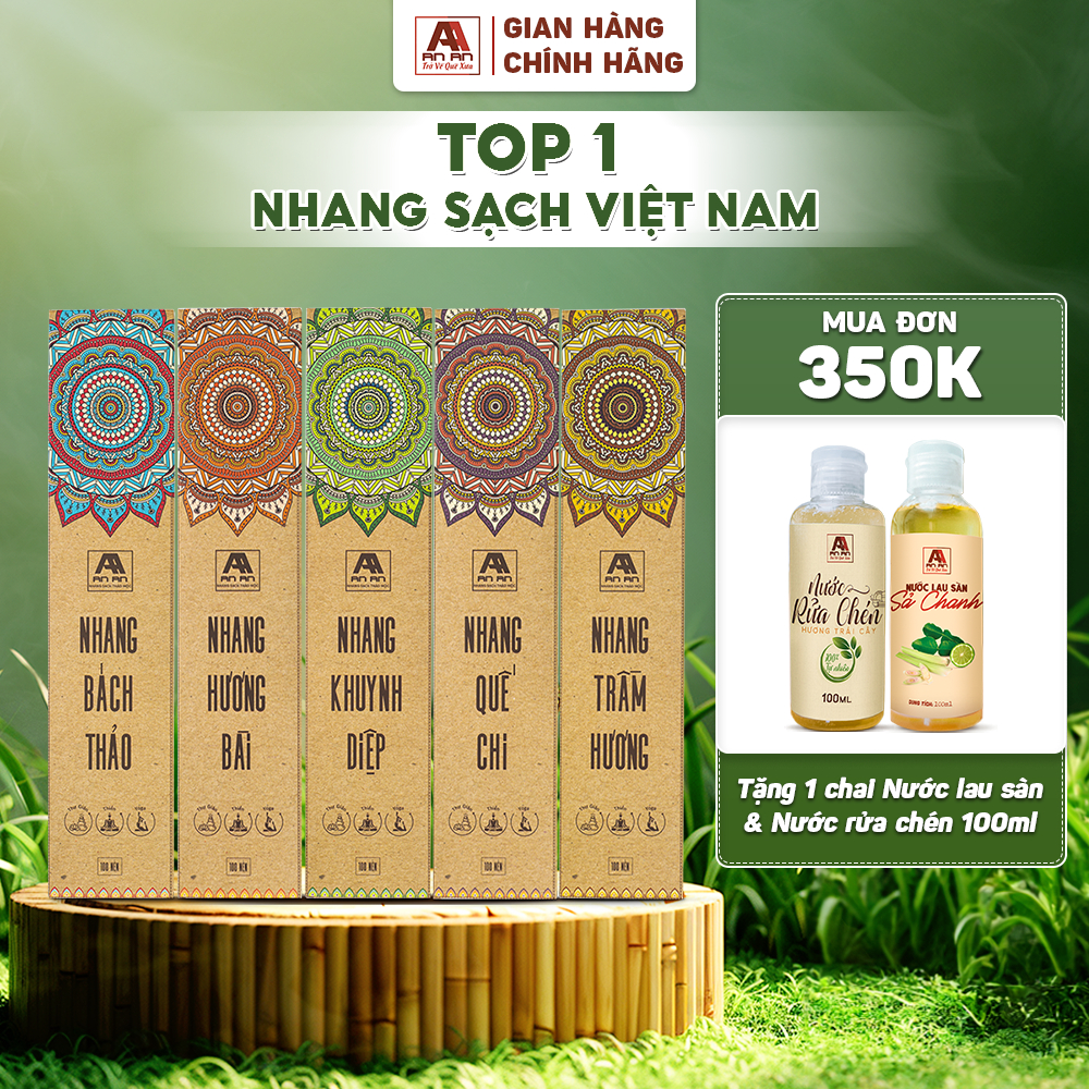 Ảnh Nhang thơm sạch tinh khiết An An - 100 nén Hương quế, khuynh diệp, trầm hương, Bài, bách thảo 30cm, 40cm đuổi muỗi 1