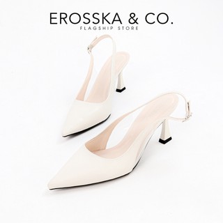 Erosska - Giày cao gót nữ mũi nhọn trơn kiểu dáng đơn giản màu trắng 8cm - DOI55