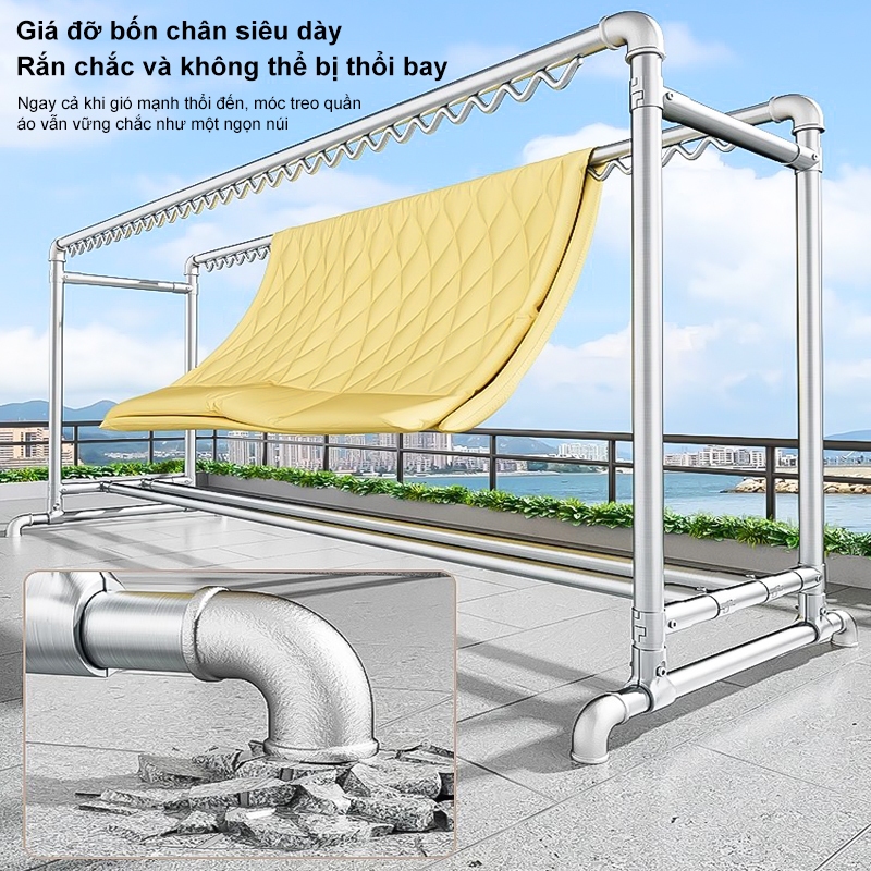 𝐎𝐥𝐢𝐟𝐞 Giàn Phơi Quần Áo Chống Gió Kệ Treo Quần Ao Ống Thép Sào Phơi Đồ Chịu Tải Mạnh