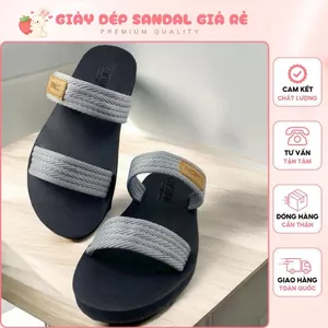 Dép Sandal Thiết Kế Quai Dù Ngang Nam - Nữ Thời Trang 4 màu xám tro.đen .đen đỏ .xám cam