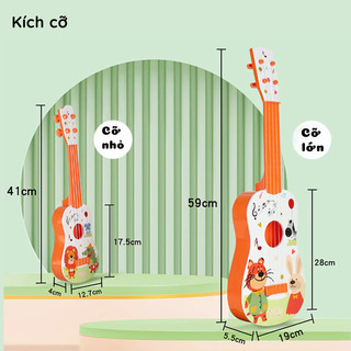 Đồ Chơi Đàn Ghita Ukulele Cho Bé Hoạ Tiết Hoạt Hình Hổ/ Khủng Long Dễ Thương Giúp Phát Triển Kỹ Tài Năng Âm Nhạc