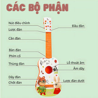 Đồ Chơi Đàn Ghita Ukulele Cho Bé Hoạ Tiết Hoạt Hình Hổ/ Khủng Long Dễ Thương Giúp Phát Triển Kỹ Tài Năng Âm Nhạc