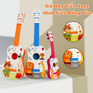 Đồ Chơi Đàn Ghita Ukulele Cho Bé Hoạ Tiết Hoạt Hình Hổ/ Khủng Long Dễ Thương Giúp Phát Triển Kỹ Tài Năng Âm Nhạc