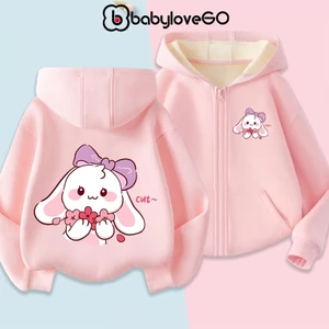 Áo khoác nỉ dày ấm cho bé BabyloveGO 2026 áo hoodie in hình độc đáo có mũ và khóa kéo tiện dụng
