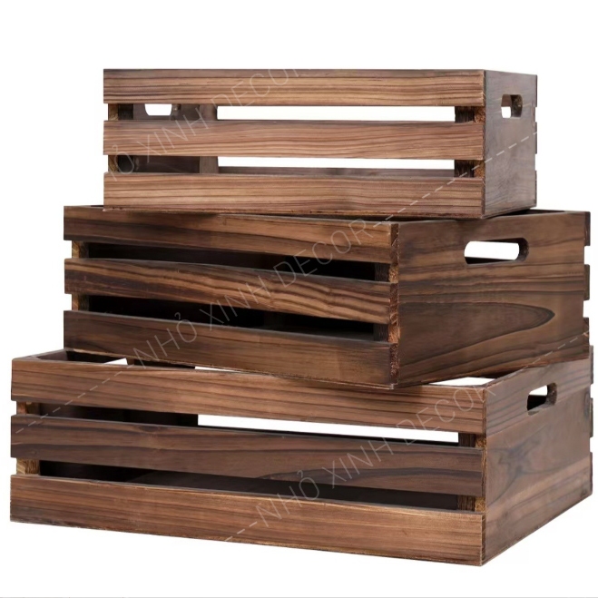 THÙNG GỖ PALLET gỗ màu óc chó đa năng tiện dụng, nhiều kích thước