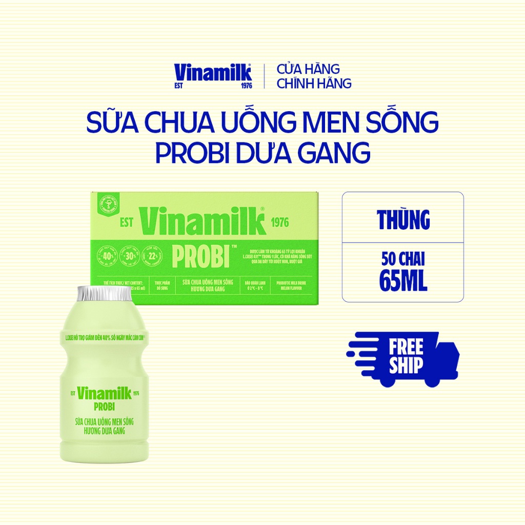 [CHỈ GIAO HCM+HN] Thùng 50 chai Sữa Chua Uống Probi Dưa Gang Chai 65ml