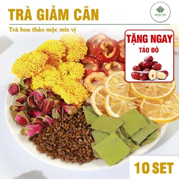 Trà giảm cân, 10 set mix sẵn, trà detox thảo mộc, giúp đẹp da, thanh lọc cơ thể - Miha Tea