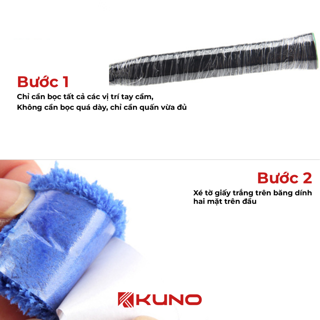 Ảnh Quấn Cán Vải vợt cầu lông QV10 KUNO Chính Hãng,dày,êm,mịn chống trơn túi 10 chiếc 3