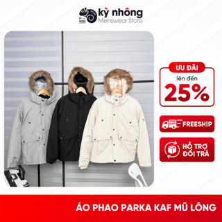 Áo khoác phao Parka KAF mũ lông siêu ấm lót lông dày dặn ấm áp, Áo khoác phao dại hàn trần bông