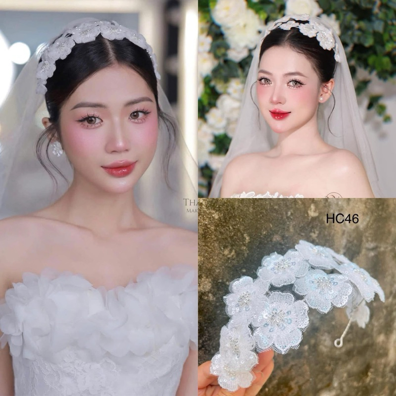 🦩🦩🦩BỜM TÓC HOA REN CÔ DÂU XINH|phukiencuoiyenlinh