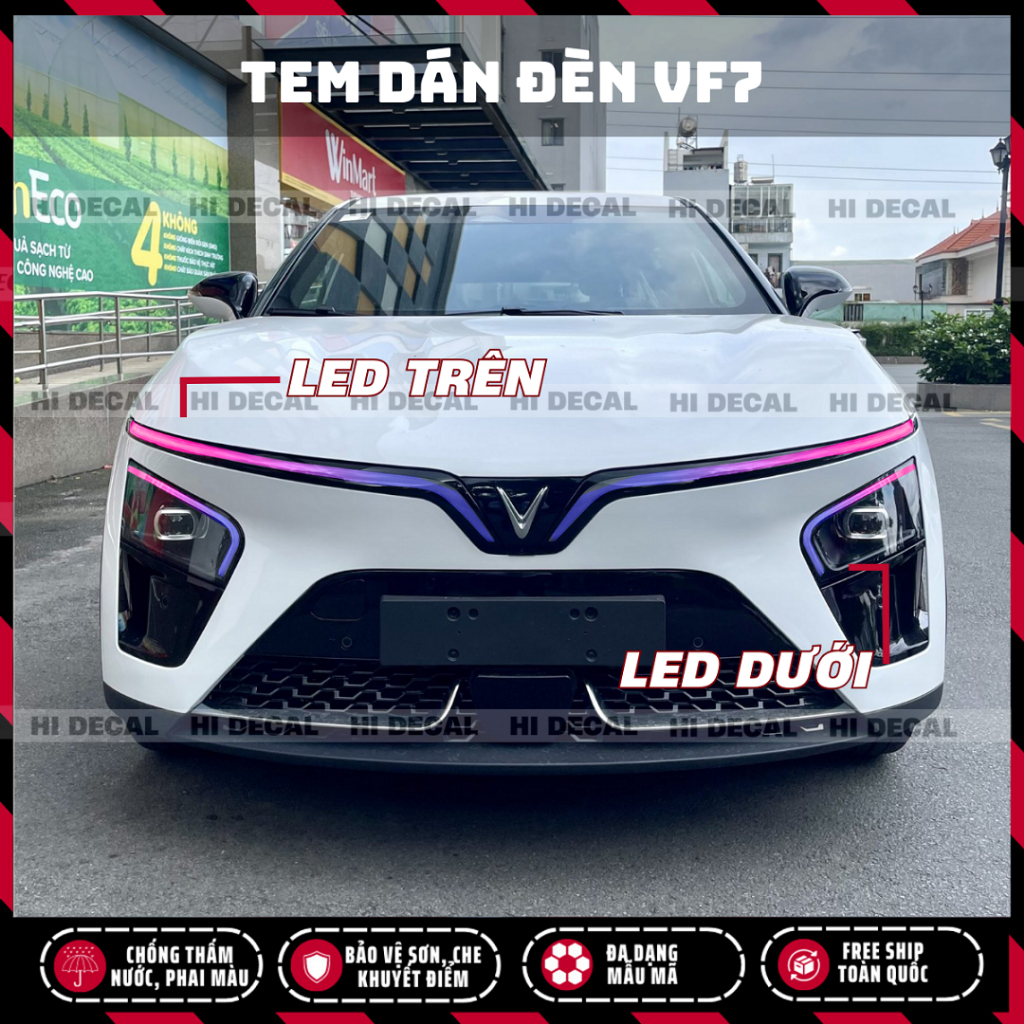 Tem dán đèn VF7, Decal đổi màu đèn VF7 cực đẹp tem trang trí xe chống nước, bền màu, chịu nhiệt tốt