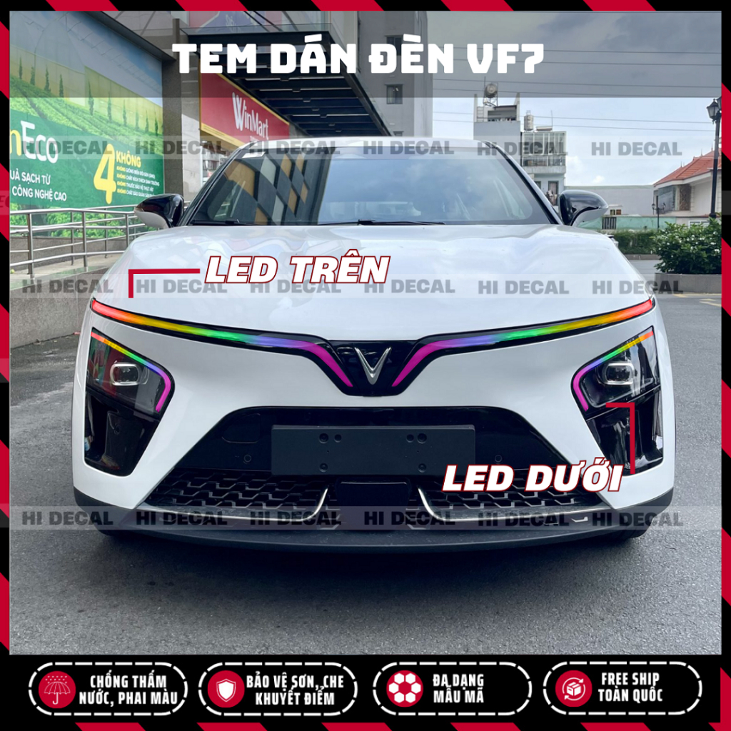 Tem dán đèn VF7, Decal đổi màu đèn VF7 cực đẹp tem trang trí xe chống nước, bền màu, chịu nhiệt tốt