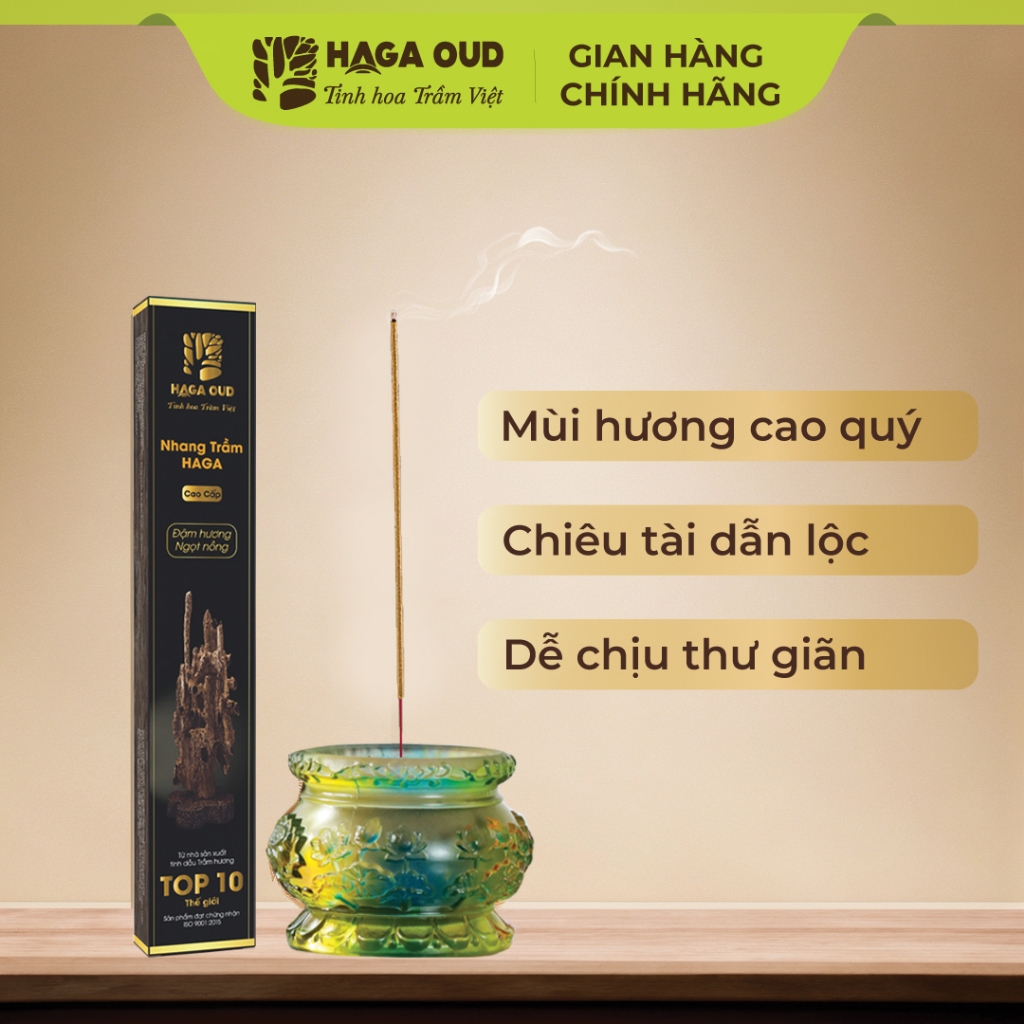 Ảnh Nhang trầm Haga cao cấp, Thơm trầm đậm ngọt, Mùi hương cao quý, An toàn sức khỏe, 50 cây - 30cm/40cm 4
