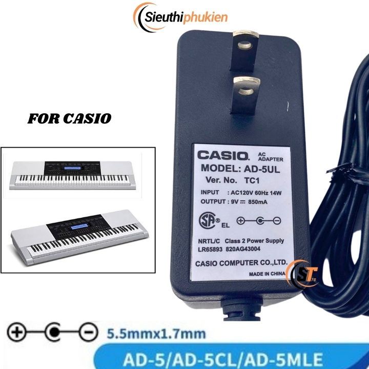 vhbw Voeding compatibel met Casio CTK-720, CTK-731, CTK731
