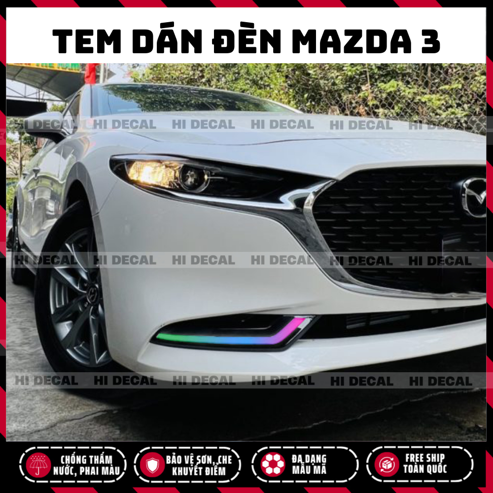 Tem dán đèn gầm Mazda 3 đổi màu , decal trang trí đổi màu mazda 3 2020-2025 tem chống nước, bền màu, chịu nhiệt tốt