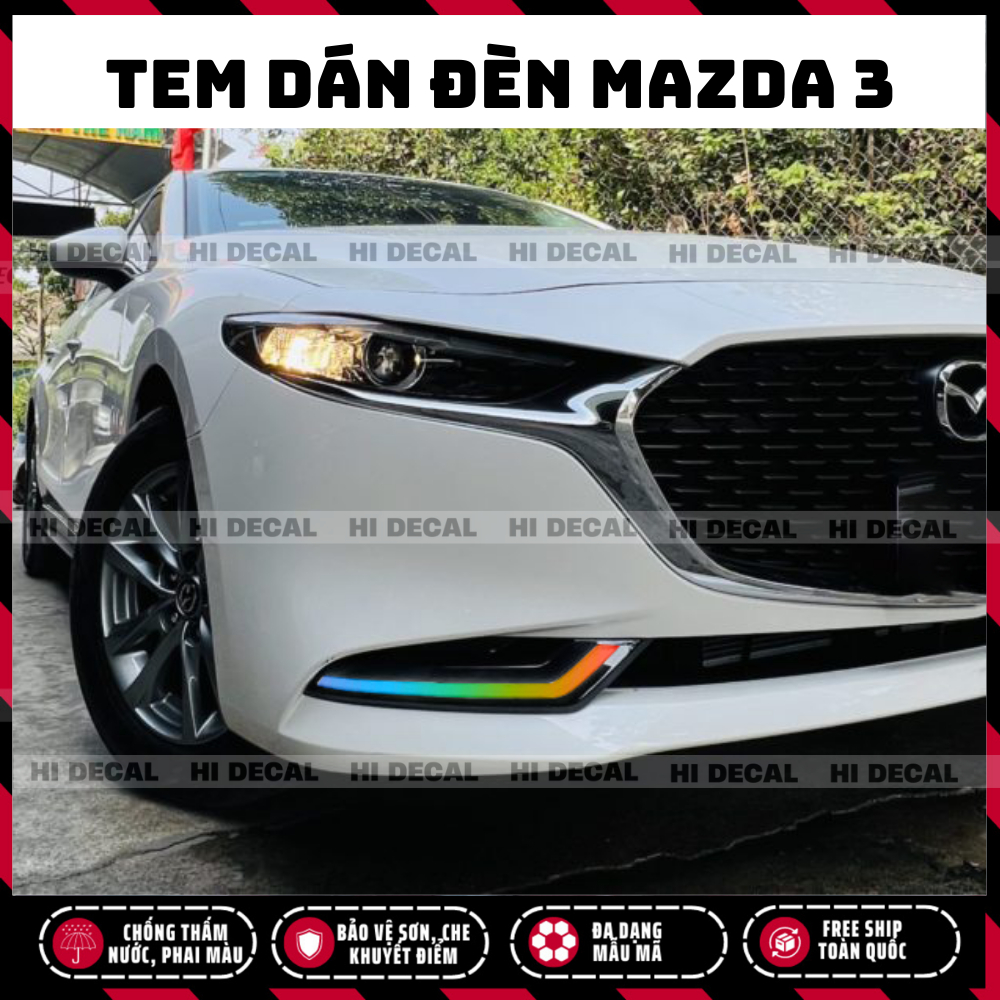 Tem dán đèn gầm Mazda 3 đổi màu , decal trang trí đổi màu mazda 3 2020-2025 tem chống nước, bền màu, chịu nhiệt tốt